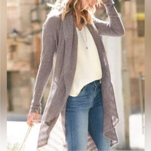 Garnet Hill Lace-Stitch Cashmere Cardigan